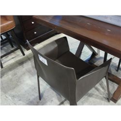 MODERN BROWN LEATHER ARM CHAIR