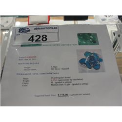 925 SILVER 4.17CT TOURMALINE OPAL ZIRCON RING