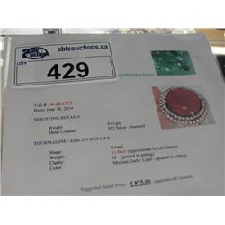 925 SILVER 11.56 CUSTOM MADE TOURMALINE AND ZIRCON RING