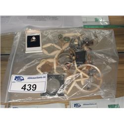 BAG OF JEWELLERY INCLUDING GOLD ITEMS, RINGS, IVORY ITEMS, COINS, STERLING SILVER AND MORE