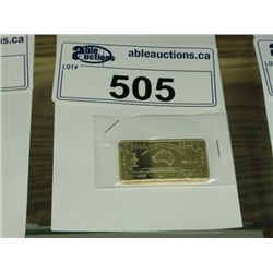 ONE OUNCE .999 GOLD CLAD AUSTRALIAN BAR