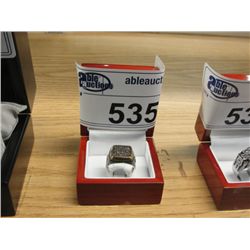 MANS 925 SILVER AND GOLD RING - STUDDED WITH BLACK ROUND TOPAZES