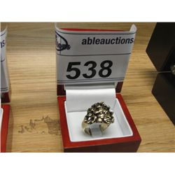 SOLID BRONZE MEDUSSA HEAD SNAKE RING. SIGNED