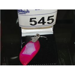 HUGE! STERLING SILVER PINK RUBY DRUZY PENDANT NECKLACE SET