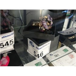 ADORABLE PURPLE FROG AND FLOWER BANGLE - STUDDED WITH CRYSTALS