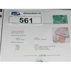 925 SILVER 1.46CT CUSTOM MADE MEN'S ZIRCON RING