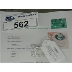 925 SILVER 9.06CT RAINBOW QUARTZ AND ZIRCON RING