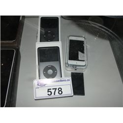 LOT OF 4 IPODS; 1TOUCH, 1NANO AND 2 CLASICS(260G)