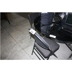 BLACK METAL FOLDING CHAIR AND METAL AND RATTAN FOLDING SIDE CHAIR