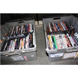 SHELF LOT OF DVDS AND GAMES