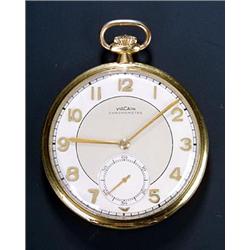 Vulcain, Chronometer, an 18ct gold open face pocket watch, circa 1920, the duo-tone silvered dial...