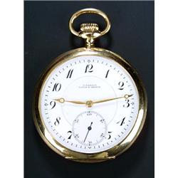 Ulysses Nardin, an 18ct gold open face pocket watch, circa 1910, No. 60851, the white enamel dial...