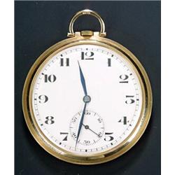 Swiss, a 9ct gold slim open face pocket watch, hallmarked London 1938, the silvered dial, with bl...