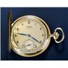 Image 1 : Tissot, an 18ct gold hunter pocket watch, circa 1930, No. 819110, the brushed gold dial with blac...