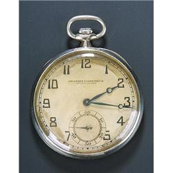 Vacheron & Constantin, an 18ct gold pocket open face watch, circa 1940, no. 24950, the silvered d...