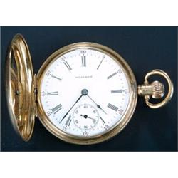 Waltham, Mass. P. S. Barlett, a 9ct gold hunter pocket watch, hallmarked Birmingham 1926, No. 349...