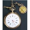 Image 1 : W Lanquetin, Pontatilier, an 18ct gold open face pocket watch, circa 1890, the white enamel dial...