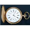 Image 1 : Swiss, an 18ct gold hunter pocket watch, circa 1905, 357754, the white enamel dial with black Rom...