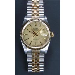 Rolex, Oyster Datejust, a gentlemen's stainless steel and gold bracelet watch, circa 1991, No.X30...