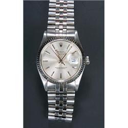 Rolex, Oyster Datejust, a gentleman's stainless steel bracelet watch, circa 1984, No.8694842, reg...