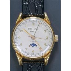 Bulova, a gentleman's gold plated wristwatch, circa 1950, ref. 224, the silvered dial with baton...