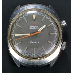 Omega, Chronometer, a gentleman's stainless steel wristwatch, circa 1970, the grey dial with rais...