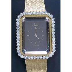 Omega, De Ville, a lady's 18ct gold rectangular bracelet watch, circa 1970, ref.8271 091, the bro...