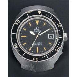 Omega, Seamaster, a gentleman's stainless steel wristwatch, circa 1975, the black dial with lumin...