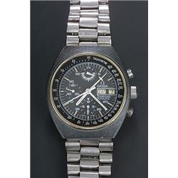 Omega, Speedmaster, a gentleman's stainless steel automatic bracelet watch, circa 1970, the black...