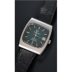 Omega, Constellation, a gentleman's stainless steel wristwatch, circa 1975, the dark green dial w...