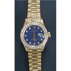 Rolex, Oyster Datejust, a lady's 18ct gold and diamond bracelet watch, circa 1980, No.6746757, th...