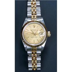 Rolex, Oyster Midi Datejust, a stainless steel and gold bracelet watch, circa 1973, No.8879175, t...
