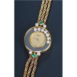 Chopard, 'Happy Diamonds', a lady's 18ct gold dress wristwatch, No.211597 4069, the champagne dia...