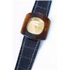 Image 1 : Boucheron, an 18ct gold and tortoiseshell oblong designer wristwatch, circa 1970, the brushed gol...