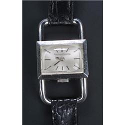 Jaeger-le-Coultre, a lady's Drivers style stainless steel rectangular wristwatch, circa 1960, the...