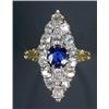 Image 1 : A late Victorian sapphire and diamond marquise shaped cluster ring, centred with a cushion-shaped...