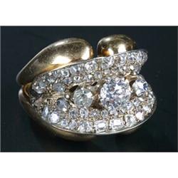 A modern diamond dress ring, centred with three graduated old-cut diamonds approx. 0.15, 0.75 & 0...
