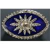 Image 1 : A late 18th century diamond navette shaped panel, adapted as a brooch, centred with a blue glass...