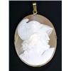 Image 1 : An oval shell cameo pendant depicting Mars, in a plain frame...