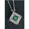 Image 1 : An Italian emerald and diamond necklet, the front designed to form either an open-work diamond sq...