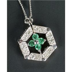 An Italian emerald and diamond necklet, the front designed to form either an open-work diamond he...