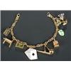 Image 1 : A modern Italian anchor link 'charm' bracelet emblematic of the vices, with eight pendent charms,...