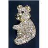 Image 1 : A diamond 'teddy bear' brooch, pave set throughout with round brilliant diamonds and with a black...