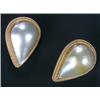 Image 1 : A pair of Italian mabe pearl earrings, the drop-shaped round beads approx. 22mm long, in plain mo...