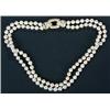 Image 1 : A Cartier French 18ct gold, cultured pearl and diamond necklace, the two rows of uniform cultured...