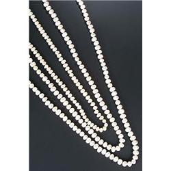 Three single row Chinese cultured freshwater pearl necklaces, approx. 110cm long...
