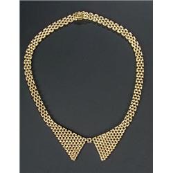 A modern Italian brick link necklace tapering to the front, stamped '750', 42cm long (16.5 in), 5...