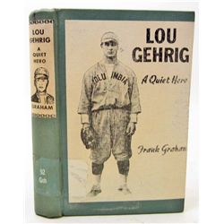 1942 VINTAGE "LOU GEHRIG A QUIET HERO" HARDCOVER BOOK