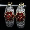 Image 1 : 14K GOLD OVER STERLING SILVER GARNET & DIAMOND EARRINGS