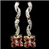 Image 1 : 14K GOLD OVER STERLING SILVER GARNET & DIAMOND EARRINGS